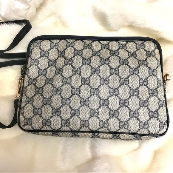 Gucci Handbags - Gucci GG Monogram Blue Canvas Bag Clutch Purse